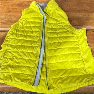 Neon Yellow Quilted Vest with Stand-Up Collar